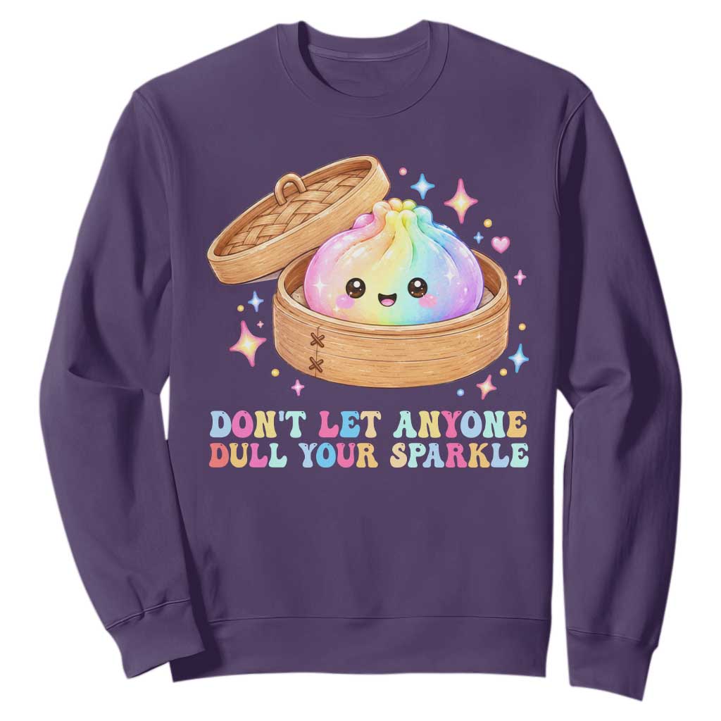 Dont Let Anyone Dull Your Sparkle Cute Rainbow Dumpling Squishy Graphic Sweatshirt TS10 Purple Print Your Wear