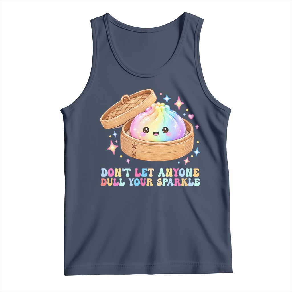 Dont Let Anyone Dull Your Sparkle Cute Rainbow Dumpling Squishy Graphic Tank Top TS10 Navy Print Your Wear