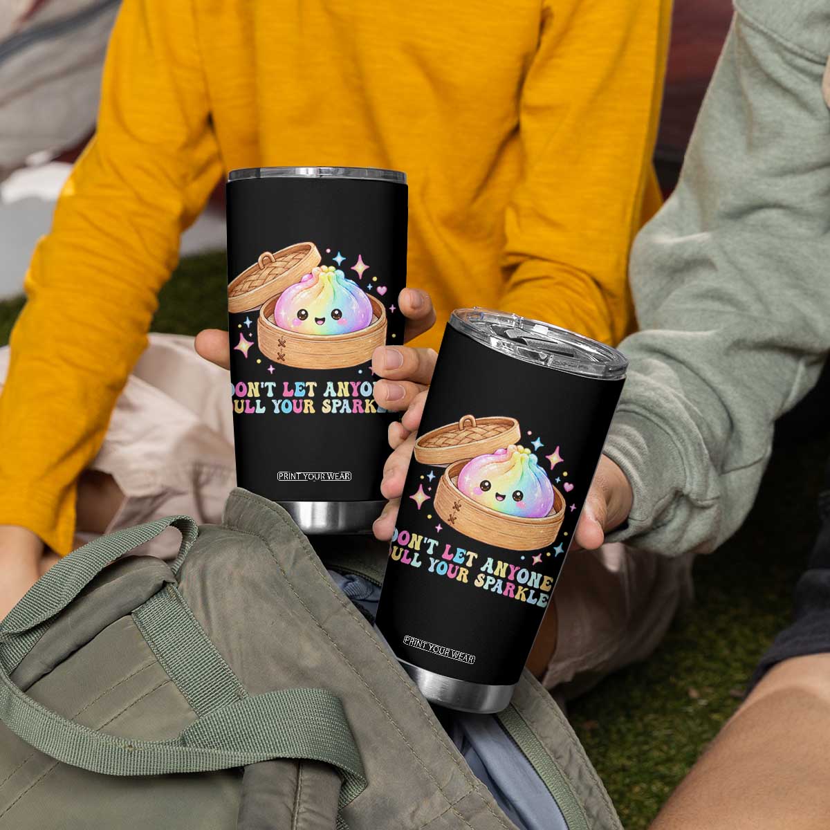 Dont Let Anyone Dull Your Sparkle Cute Rainbow Dumpling Squishy Graphic Tumbler Cup
