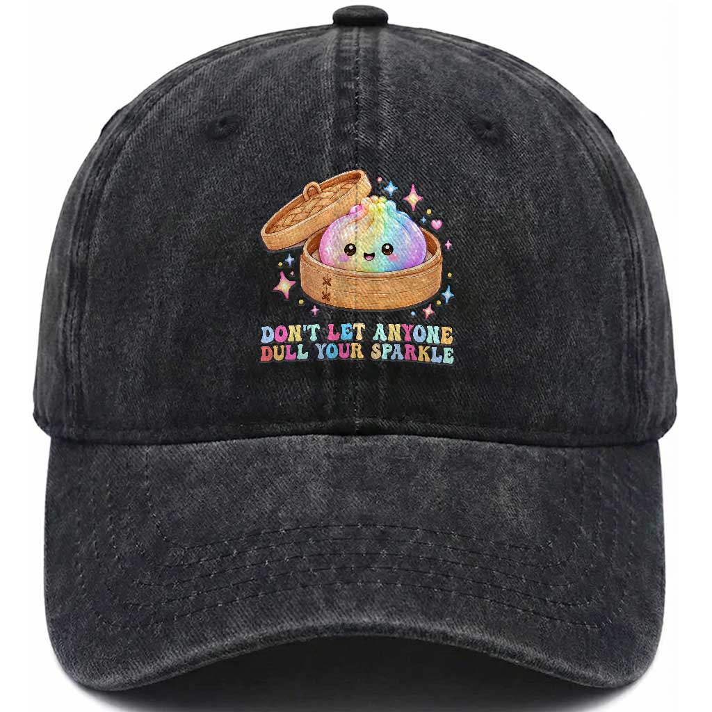 Dont Let Anyone Dull Your Sparkle Cute Rainbow Dumpling Squishy Graphic Washed Cotton Baseball Cap TS10 Print Your Wear