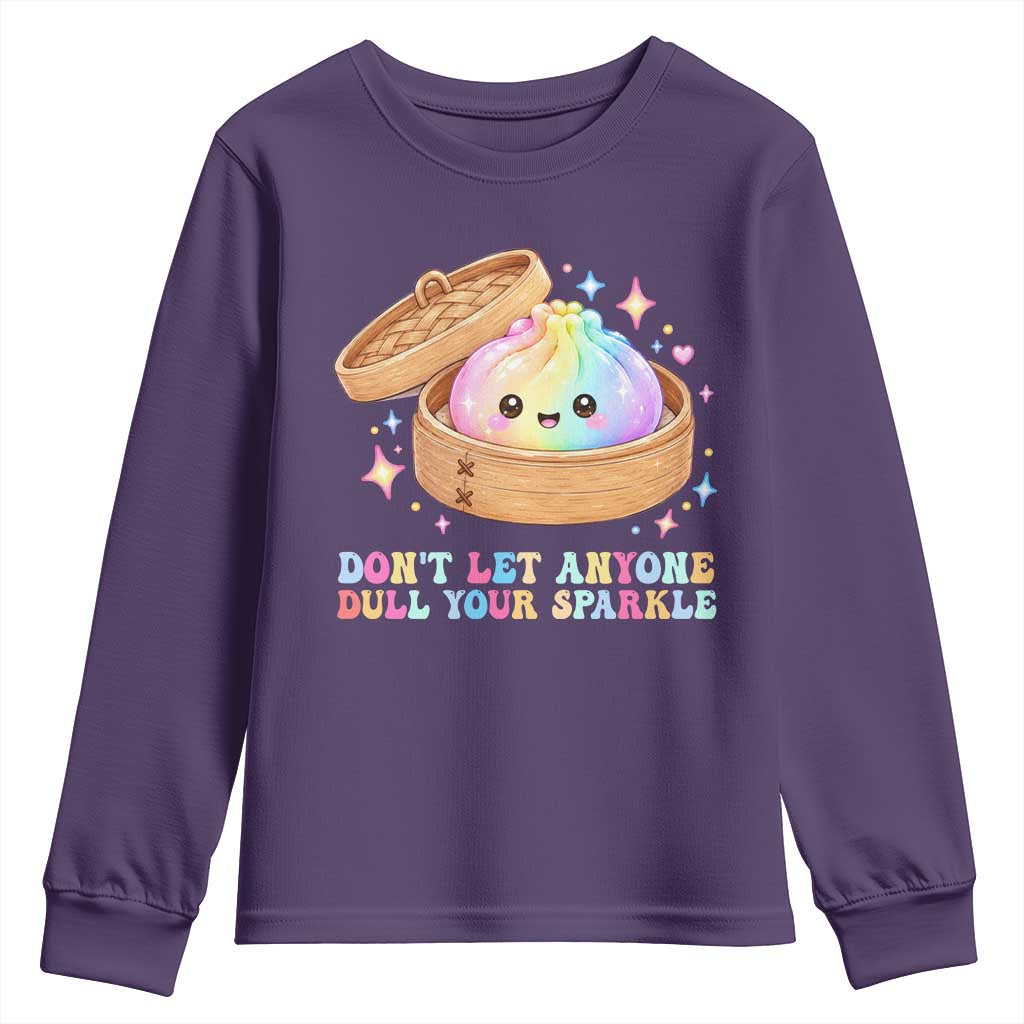 Dont Let Anyone Dull Your Sparkle Cute Rainbow Dumpling Squishy Graphic Youth Sweatshirt TS10 Purple Print Your Wear