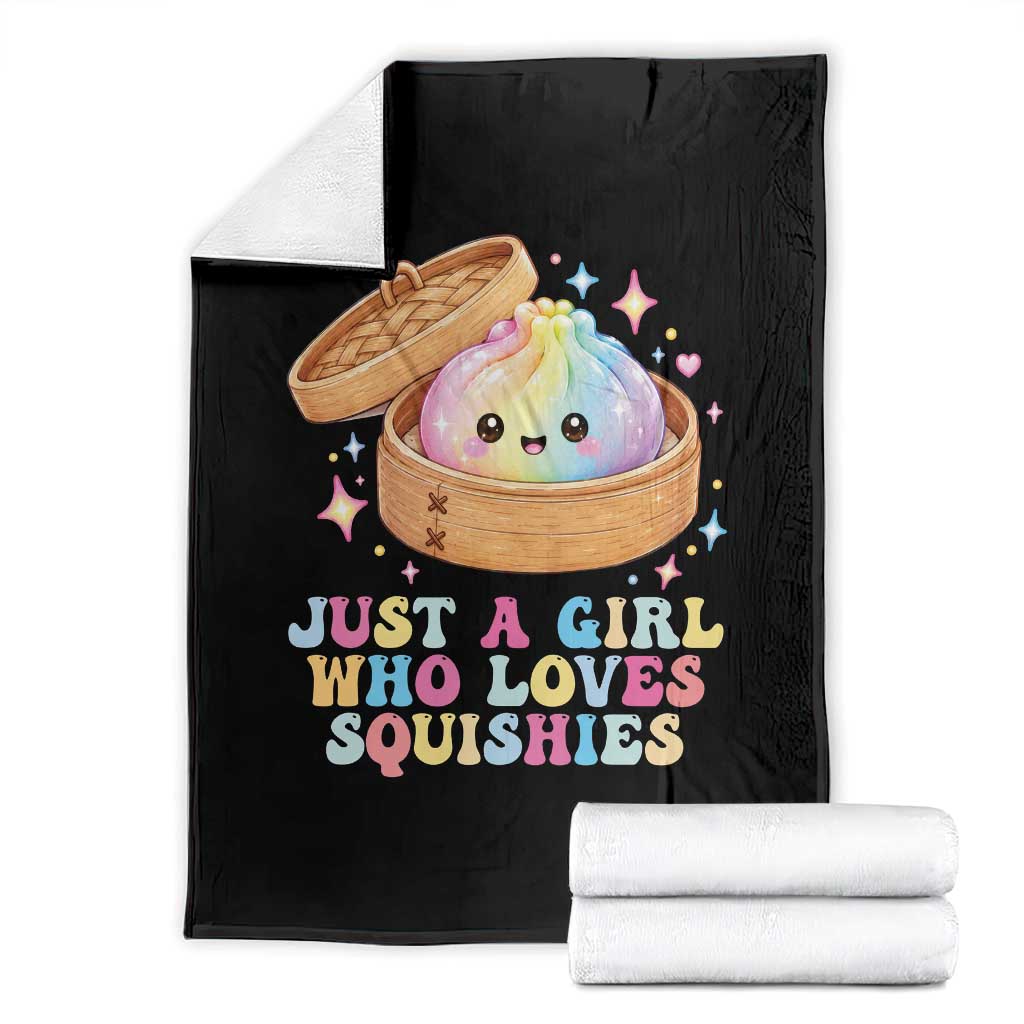 Just A Girl Who Loves Squishies Throw Blanket Cute Rainbow Dumpling Squishy Graphic TS10 Black Print Your Wear