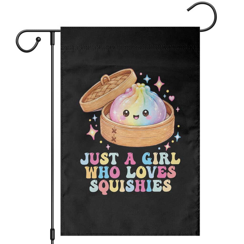 Just A Girl Who Loves Squishies Garden Flag Cute Rainbow Dumpling Squishy Graphic TS10 Black Print Your Wear