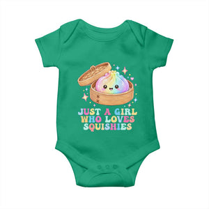 Just A Girl Who Loves Squishies Baby Onesie Cute Rainbow Dumpling Squishy Graphic TS10 Irish Green Print Your Wear