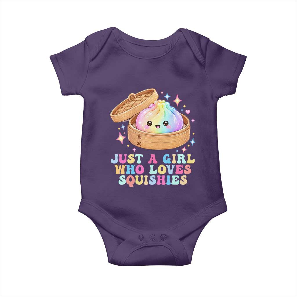 Just A Girl Who Loves Squishies Baby Onesie Cute Rainbow Dumpling Squishy Graphic TS10 Purple Print Your Wear