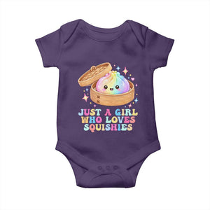 Just A Girl Who Loves Squishies Baby Onesie Cute Rainbow Dumpling Squishy Graphic TS10 Purple Print Your Wear