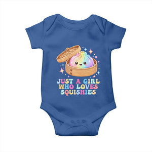 Just A Girl Who Loves Squishies Baby Onesie Cute Rainbow Dumpling Squishy Graphic TS10 Royal Blue Print Your Wear