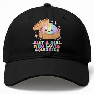 Just A Girl Who Loves Squishies Baseball Cap Cute Rainbow Dumpling Squishy Graphic