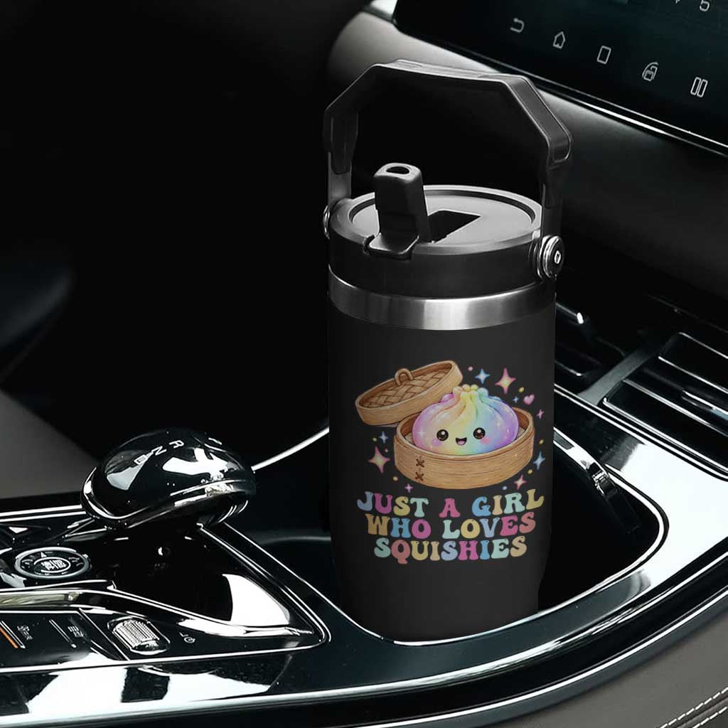Just A Girl Who Loves Squishies Flip Straw Tumbler Cute Rainbow Dumpling Squishy Graphic