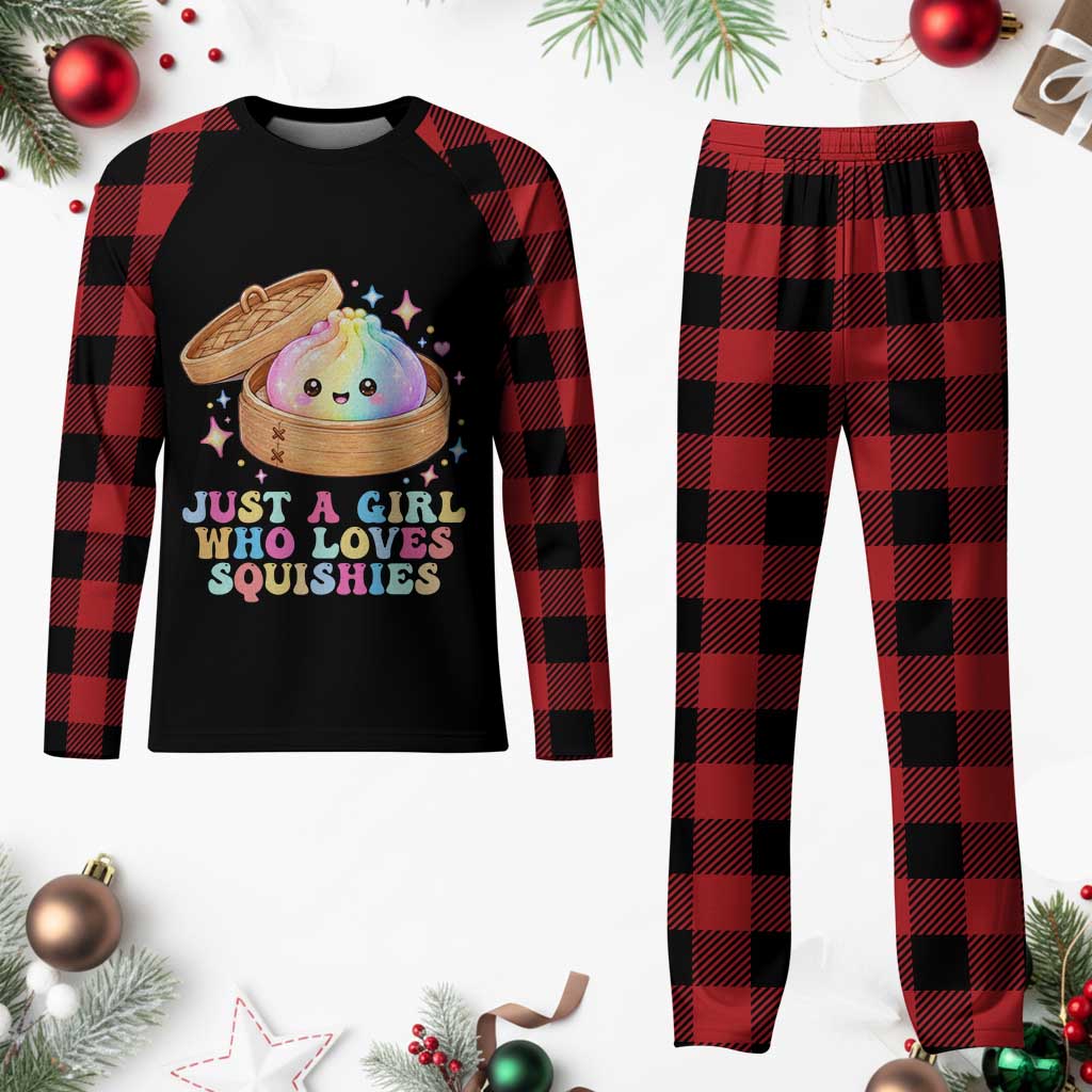 Just A Girl Who Loves Squishies Plaid Pajama Set Cute Rainbow Dumpling Squishy Graphic TS10 Buffalo Plaid Print Your Wear