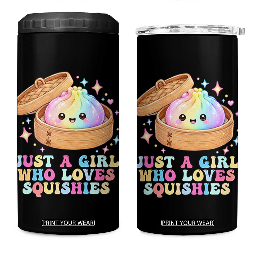 Just A Girl Who Loves Squishies 4 in 1 Can Cooler Tumbler Cute Rainbow Dumpling Squishy Graphic TS10 One Size: 16 oz Black Print Your Wear
