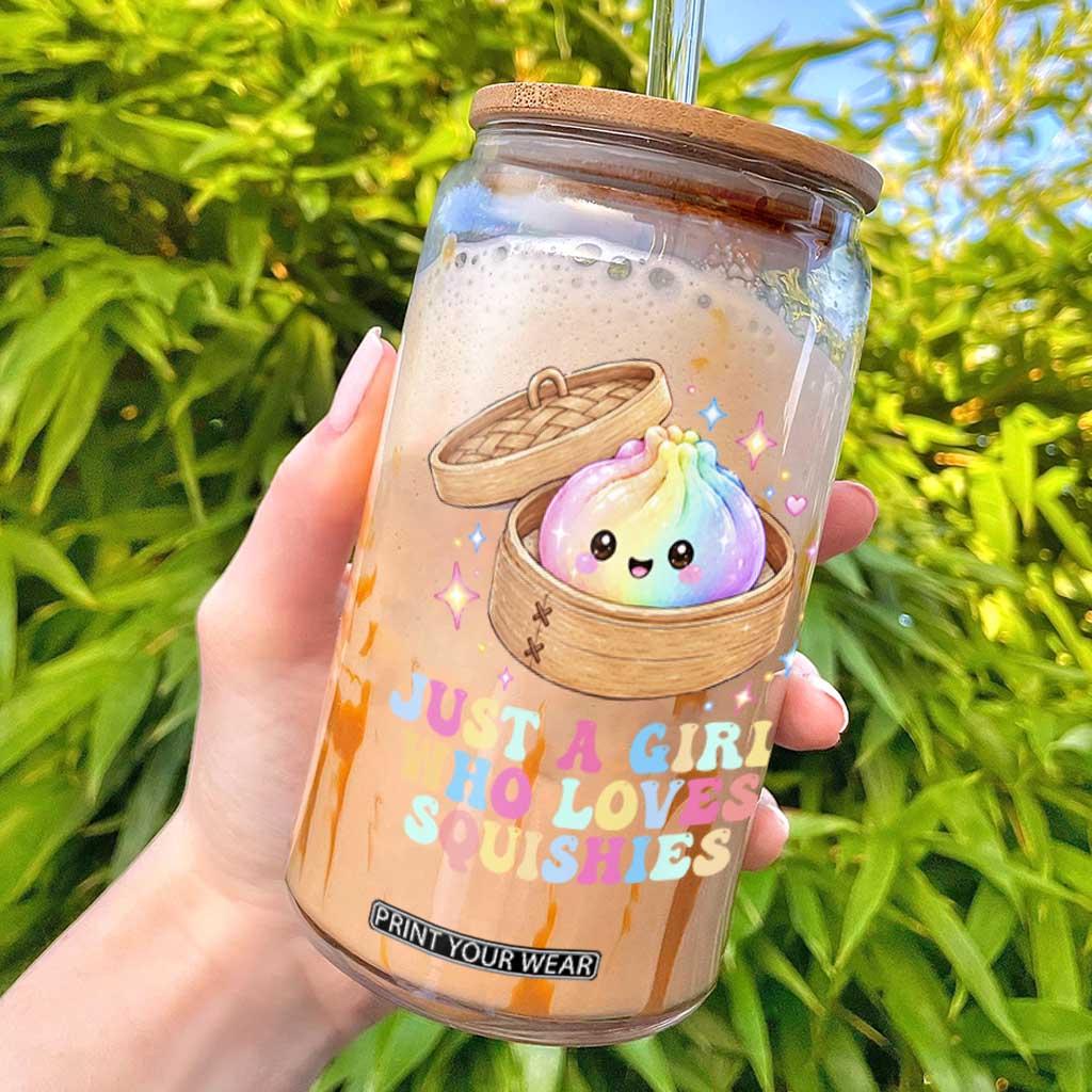Just A Girl Who Loves Squishies Glass Can Cute Rainbow Dumpling Squishy Graphic TS10 Black Print Your Wear
