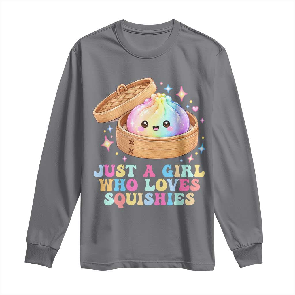 Just A Girl Who Loves Squishies Long Sleeve Shirt Cute Rainbow Dumpling Squishy Graphic TS10 Charcoal Print Your Wear