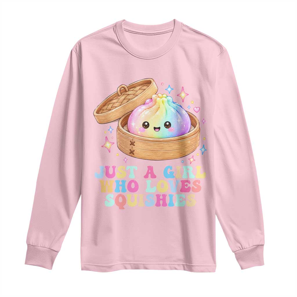 Just A Girl Who Loves Squishies Long Sleeve Shirt Cute Rainbow Dumpling Squishy Graphic TS10 Light Pink Print Your Wear