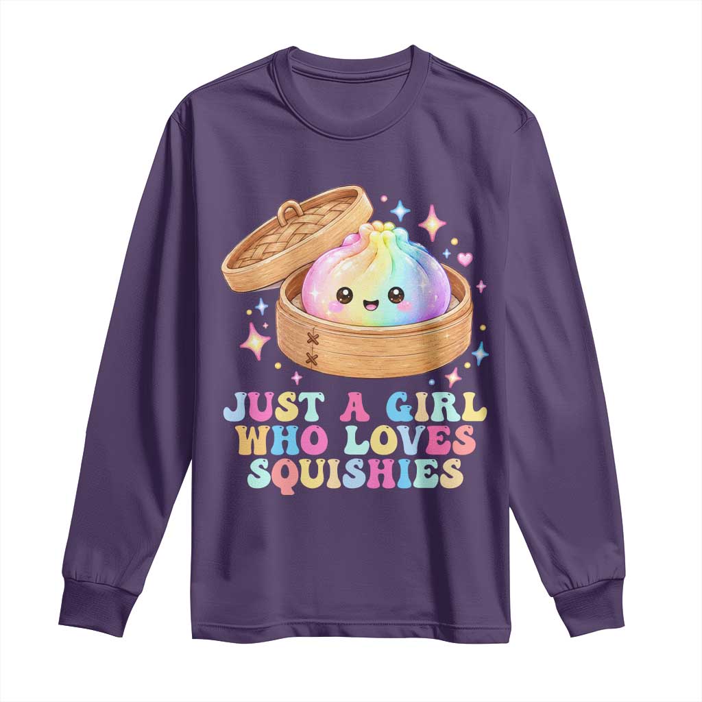 Just A Girl Who Loves Squishies Long Sleeve Shirt Cute Rainbow Dumpling Squishy Graphic TS10 Purple Print Your Wear