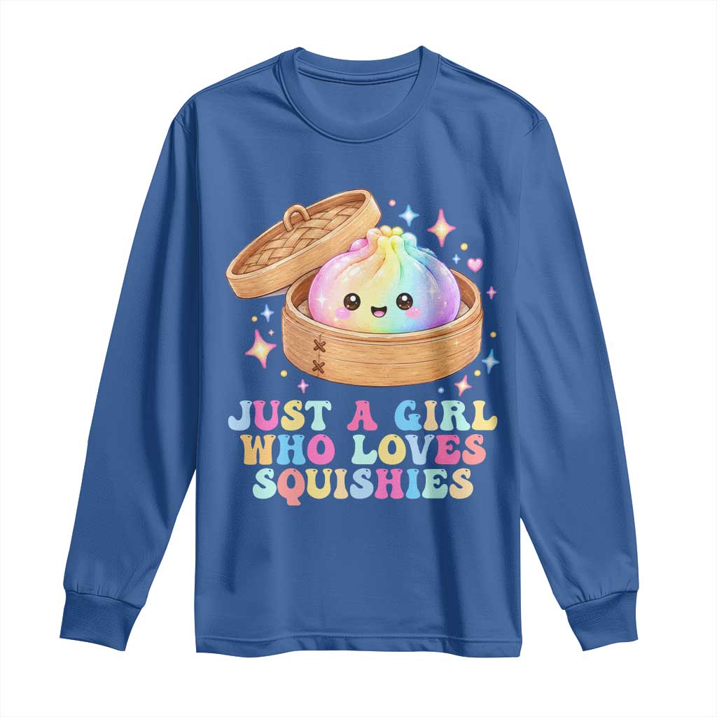 Just A Girl Who Loves Squishies Long Sleeve Shirt Cute Rainbow Dumpling Squishy Graphic TS10 Royal Blue Print Your Wear