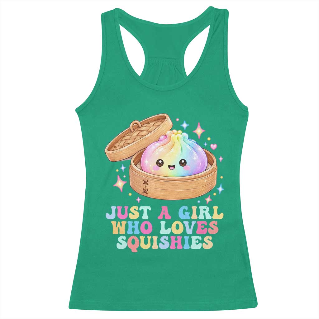 Just A Girl Who Loves Squishies Racerback Tank Top Cute Rainbow Dumpling Squishy Graphic TS10 Irish Green Print Your Wear