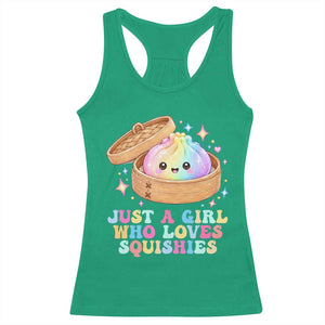 Just A Girl Who Loves Squishies Racerback Tank Top Cute Rainbow Dumpling Squishy Graphic TS10 Irish Green Print Your Wear