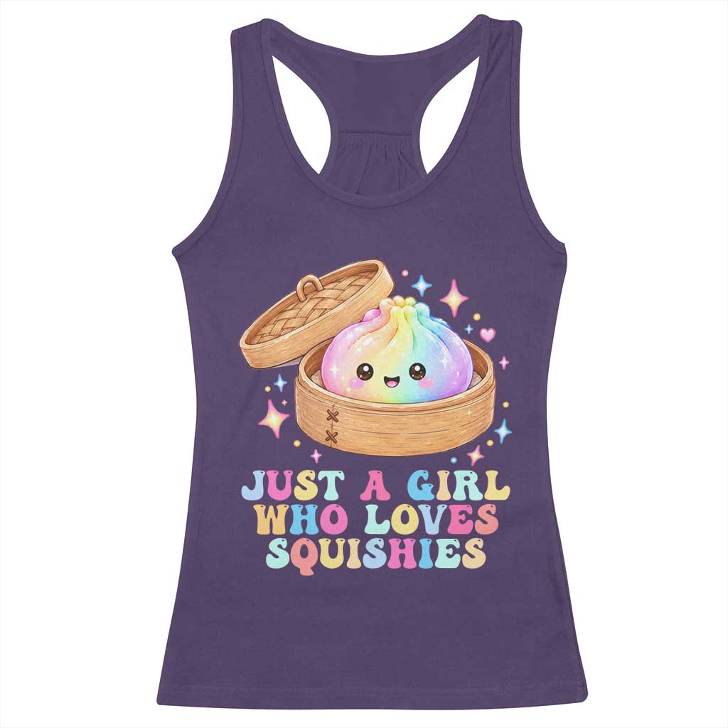 Just A Girl Who Loves Squishies Racerback Tank Top Cute Rainbow Dumpling Squishy Graphic TS10 Purple Print Your Wear