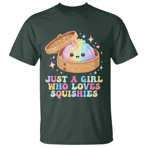 Just A Girl Who Loves Squishies T Shirt Cute Rainbow Dumpling Squishy Graphic TS10 Dark Forest Green Print Your Wear
