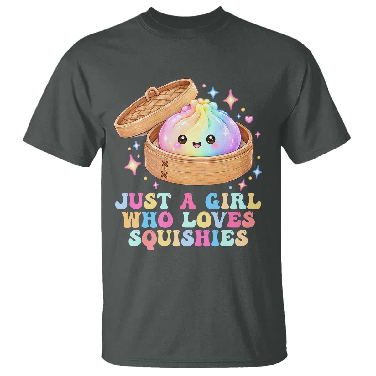 Just A Girl Who Loves Squishies T Shirt Cute Rainbow Dumpling Squishy Graphic TS10 Dark Heather Print Your Wear