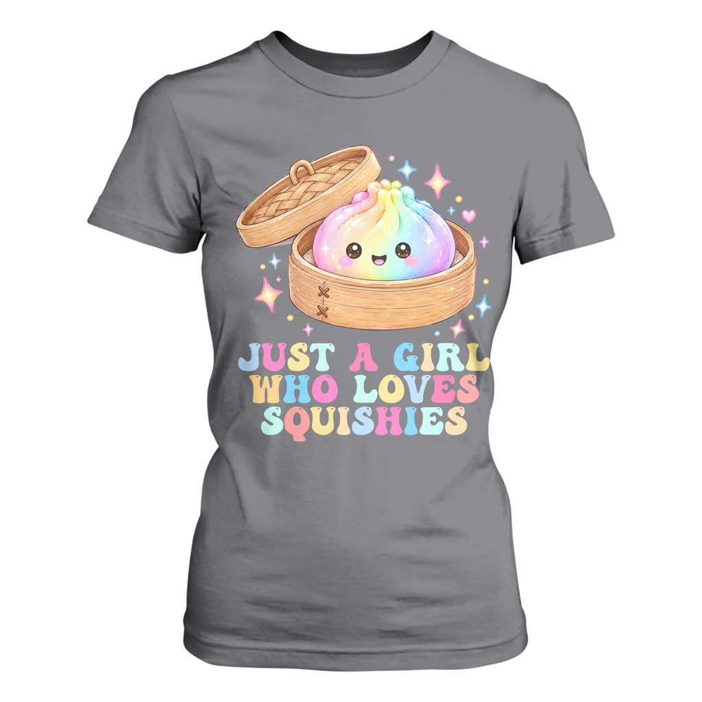 Just A Girl Who Loves Squishies T Shirt For Women Cute Rainbow Dumpling Squishy Graphic TS10 Charcoal Print Your Wear