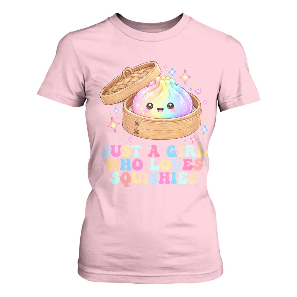 Just A Girl Who Loves Squishies T Shirt For Women Cute Rainbow Dumpling Squishy Graphic TS10 Light Pink Print Your Wear
