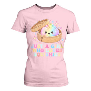 Just A Girl Who Loves Squishies T Shirt For Women Cute Rainbow Dumpling Squishy Graphic TS10 Light Pink Print Your Wear