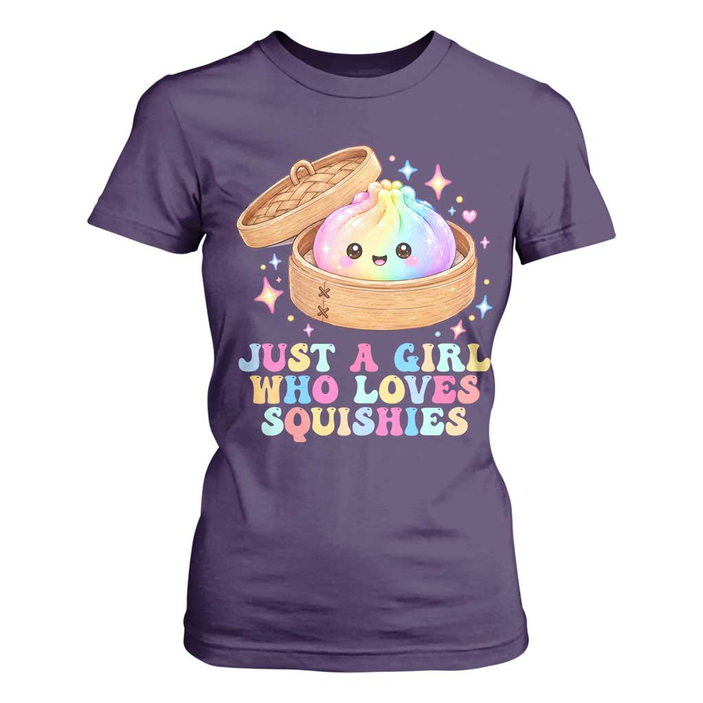 Just A Girl Who Loves Squishies T Shirt For Women Cute Rainbow Dumpling Squishy Graphic TS10 Purple Print Your Wear
