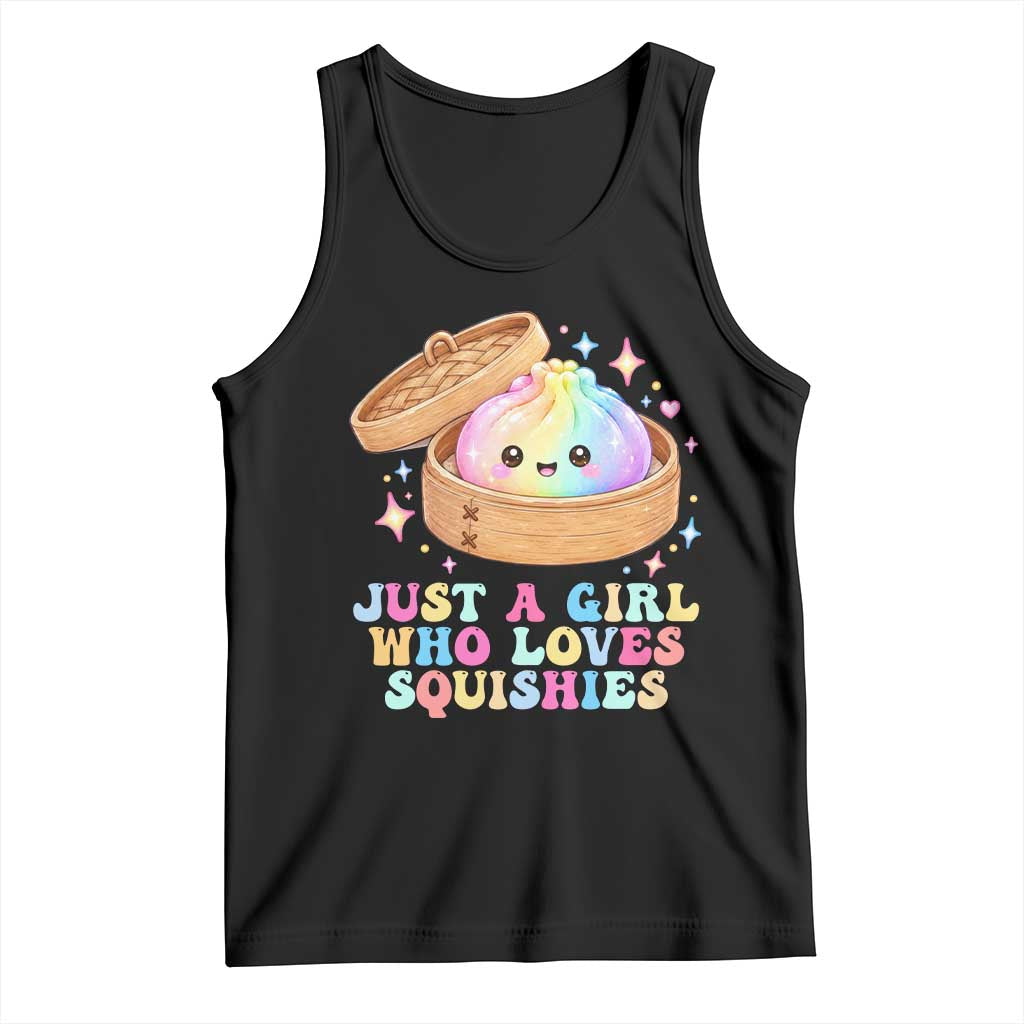 Just A Girl Who Loves Squishies Tank Top Cute Rainbow Dumpling Squishy Graphic TS10 Black Print Your Wear