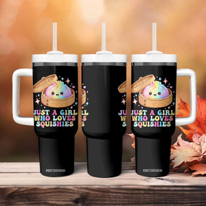 Just A Girl Who Loves Squishies Tumbler With Handle Cute Rainbow Dumpling Squishy Graphic