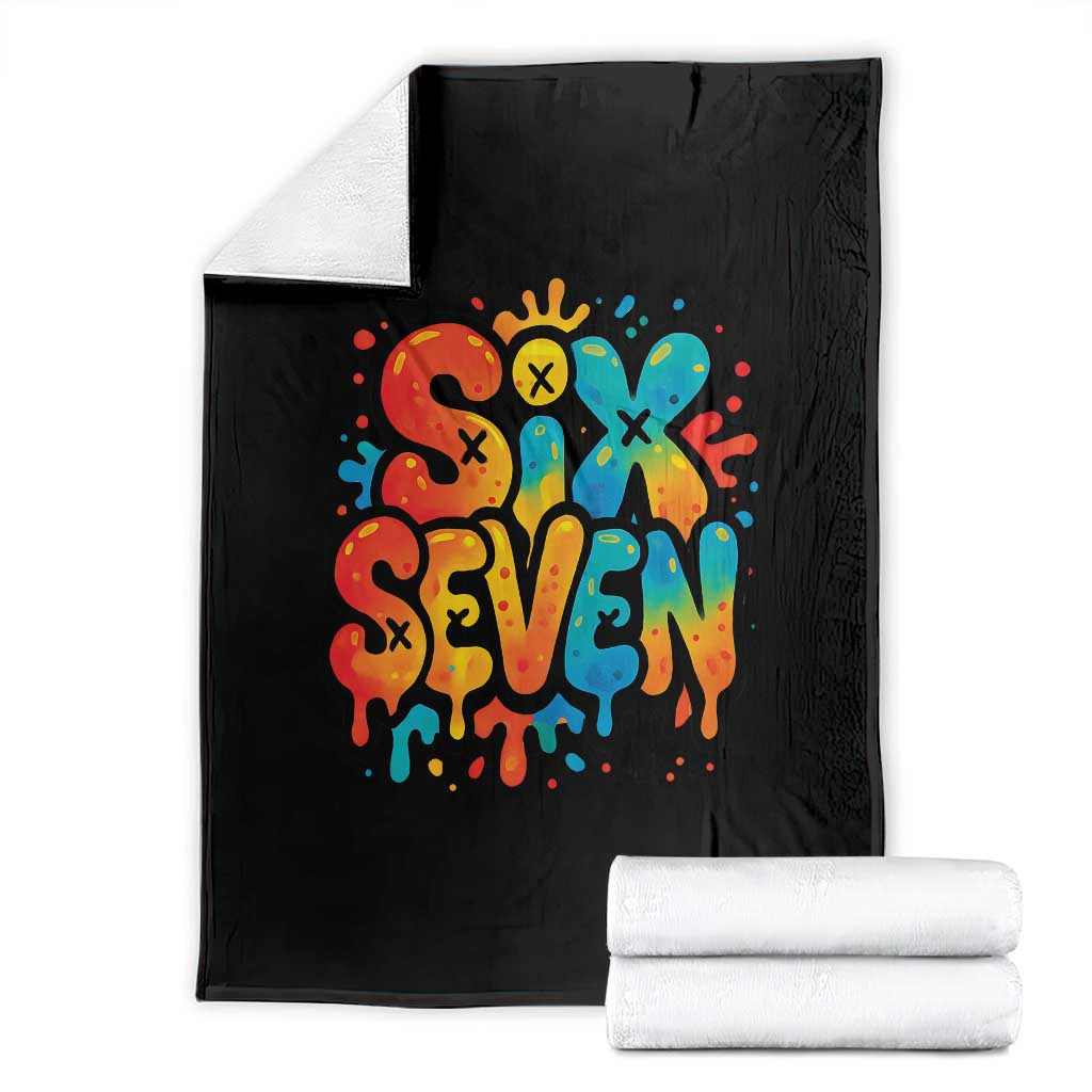 Fun Six Seven Graffiti Throw Blanket Funny 67 Meme Gen Alpha Slang Streetwear Hip Hop TS10 Black Print Your Wear