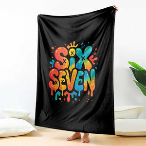Fun Six Seven Graffiti Throw Blanket Funny 67 Meme Gen Alpha Slang Streetwear Hip Hop TS10 Print Your Wear