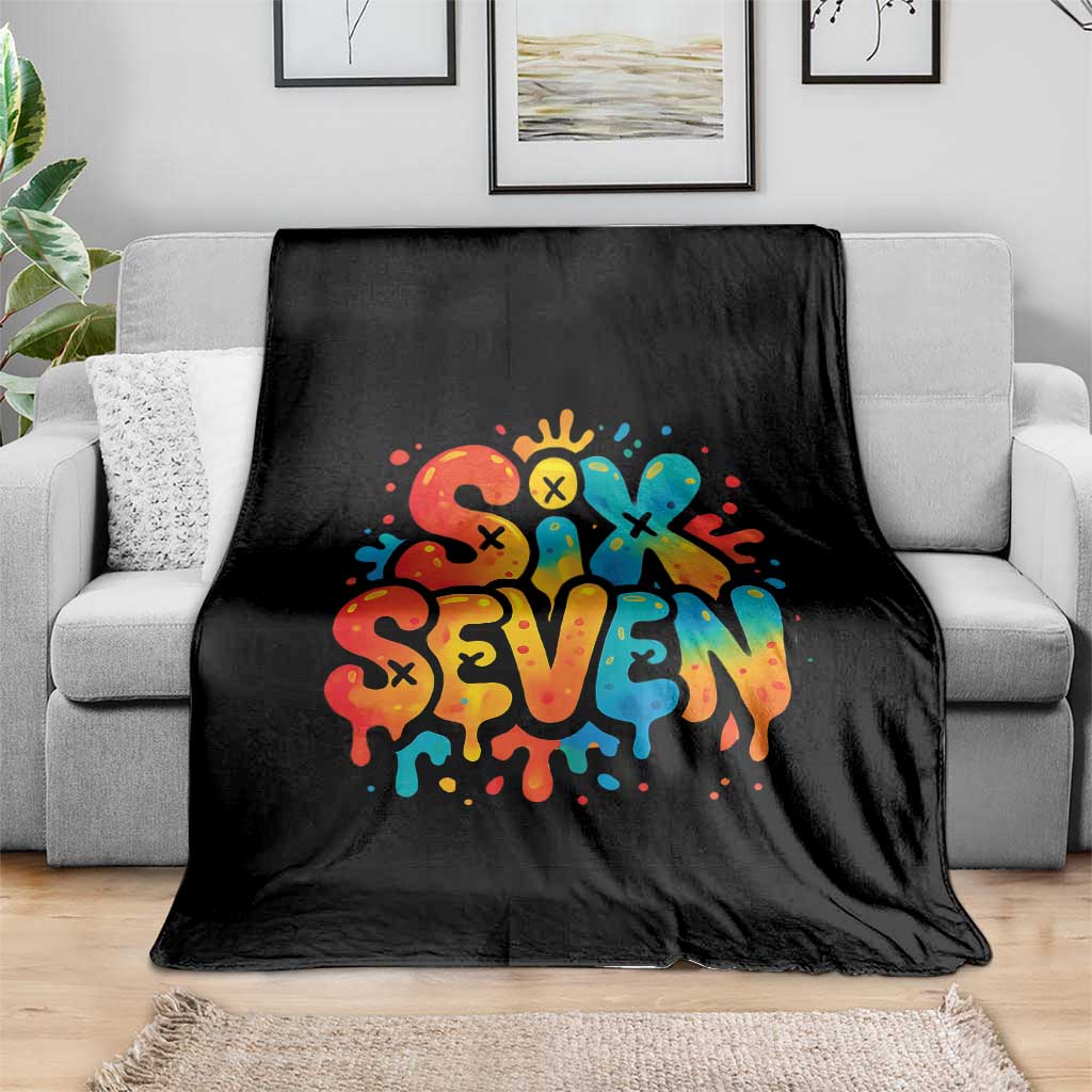 Fun Six Seven Graffiti Throw Blanket Funny 67 Meme Gen Alpha Slang Streetwear Hip Hop TS10 Print Your Wear