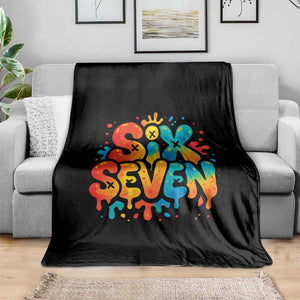 Fun Six Seven Graffiti Throw Blanket Funny 67 Meme Gen Alpha Slang Streetwear Hip Hop TS10 Print Your Wear