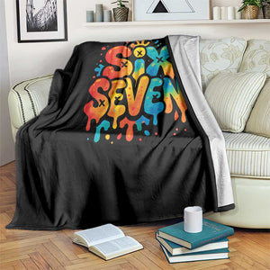 Fun Six Seven Graffiti Throw Blanket Funny 67 Meme Gen Alpha Slang Streetwear Hip Hop TS10 Print Your Wear