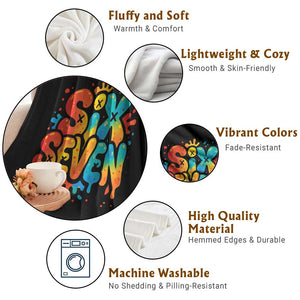 Fun Six Seven Graffiti Throw Blanket Funny 67 Meme Gen Alpha Slang Streetwear Hip Hop TS10 Print Your Wear
