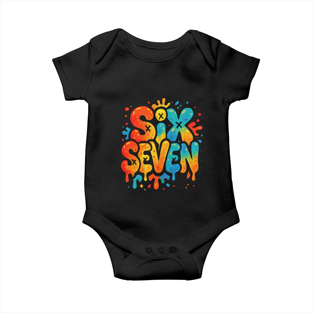 Fun Six Seven Graffiti Baby Onesie Funny 67 Meme Gen Alpha Slang Streetwear Hip Hop TS10 Black Print Your Wear