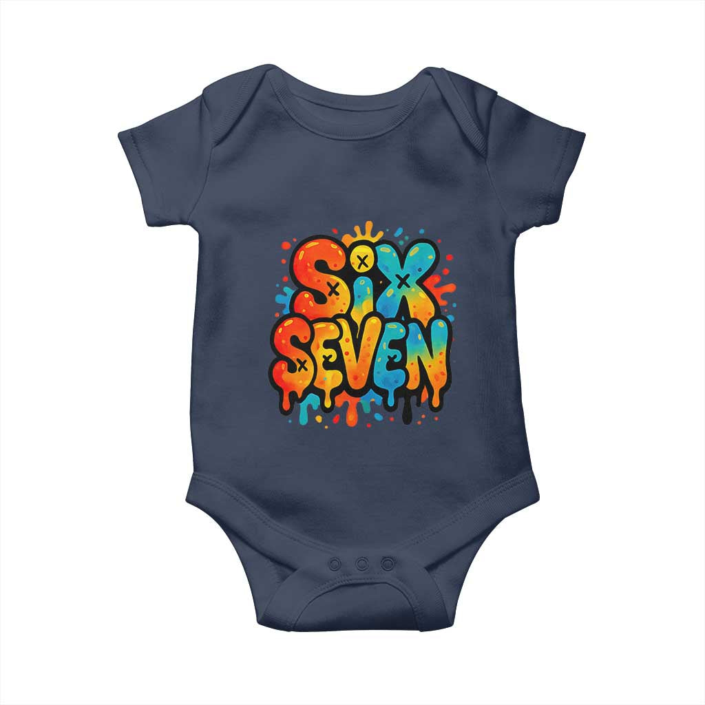 Fun Six Seven Graffiti Baby Onesie Funny 67 Meme Gen Alpha Slang Streetwear Hip Hop TS10 Navy Print Your Wear