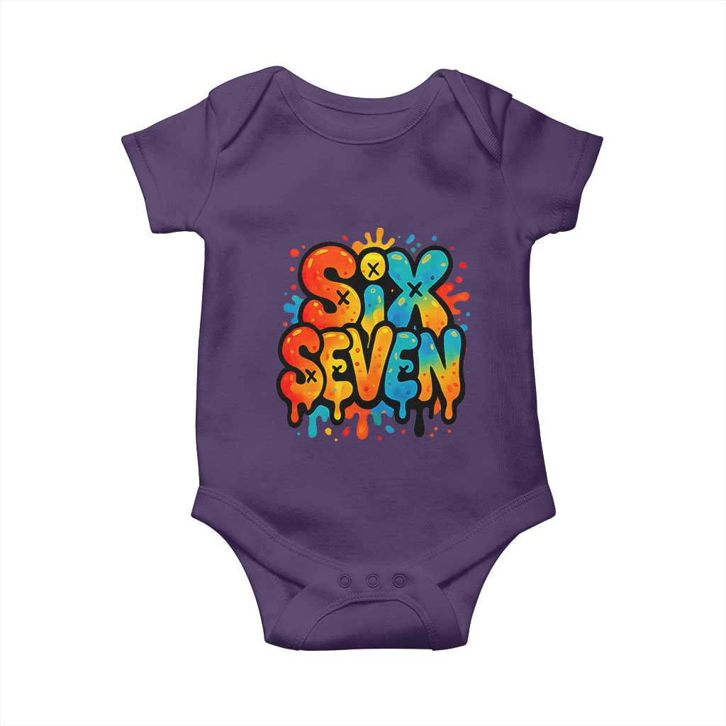 Fun Six Seven Graffiti Baby Onesie Funny 67 Meme Gen Alpha Slang Streetwear Hip Hop TS10 Purple Print Your Wear