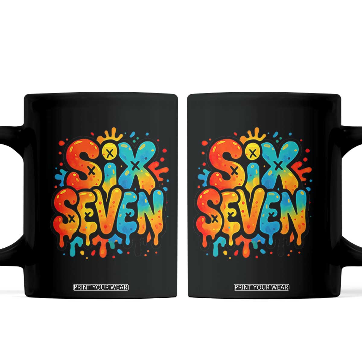 Fun Six Seven Graffiti Coffee Mug Funny 67 Meme Gen Alpha Slang Streetwear Hip Hop TS10 Black Print Your Wear