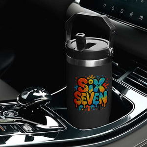 Fun Six Seven Graffiti Flip Straw Tumbler Funny 67 Meme Gen Alpha Slang Streetwear Hip Hop TS10 Print Your Wear