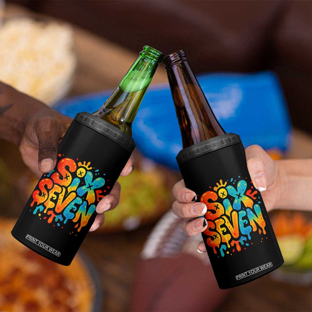 Fun Six Seven Graffiti 4 in 1 Can Cooler Tumbler Funny 67 Meme Gen Alpha Slang Streetwear Hip Hop TS10 Print Your Wear