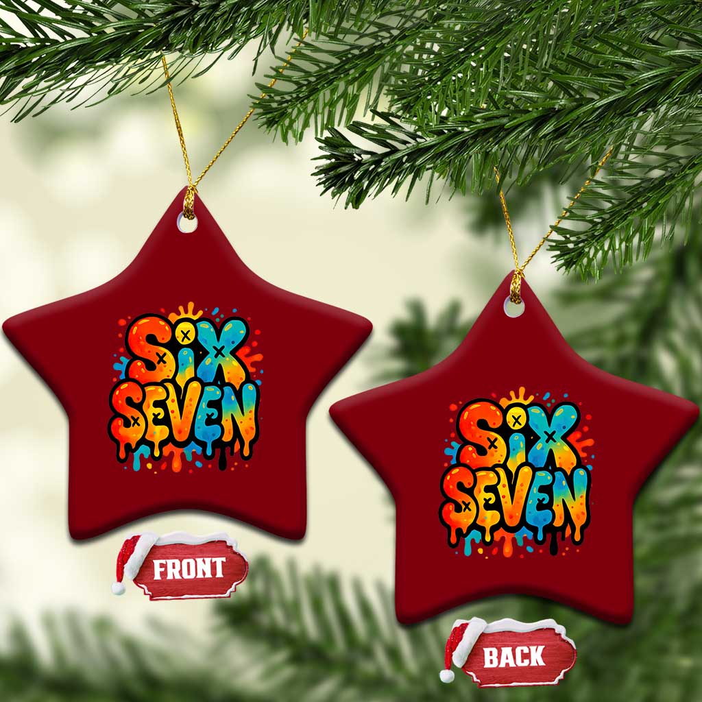 Fun Six Seven Graffiti Ceramic Ornament Funny 67 Meme Gen Alpha Slang Streetwear Hip Hop TS10 Print Your Wear
