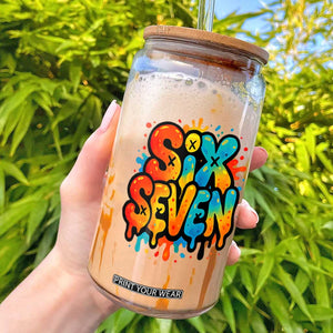 Fun Six Seven Graffiti Glass Can Funny 67 Meme Gen Alpha Slang Streetwear Hip Hop TS10 Black Print Your Wear