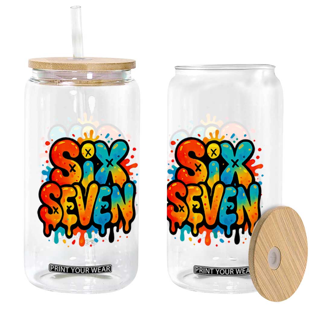 Fun Six Seven Graffiti Glass Can Funny 67 Meme Gen Alpha Slang Streetwear Hip Hop TS10 Print Your Wear