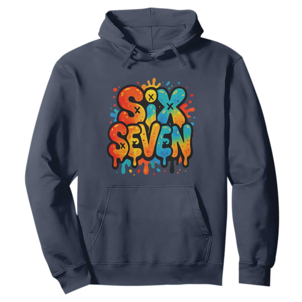 Fun Six Seven Graffiti Hoodie Funny 67 Meme Gen Alpha Slang Streetwear Hip Hop TS10 Navy Print Your Wear