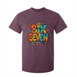 Fun Six Seven Graffiti T Shirt For Kid Funny 67 Meme Gen Alpha Slang Streetwear Hip Hop TS10 Maroon Print Your Wear