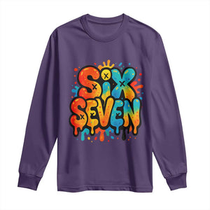 Fun Six Seven Graffiti Long Sleeve Shirt Funny 67 Meme Gen Alpha Slang Streetwear Hip Hop TS10 Purple Print Your Wear