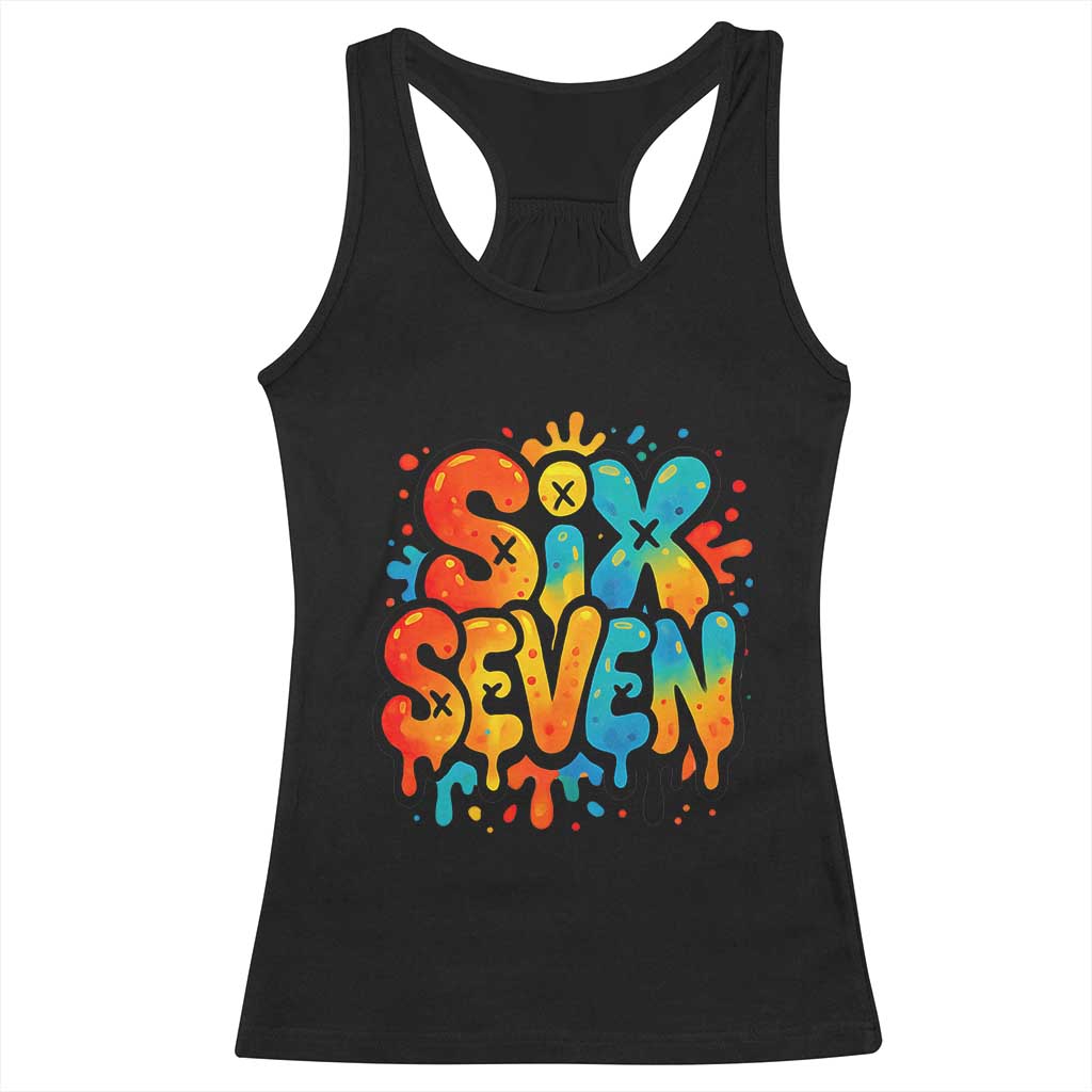 Fun Six Seven Graffiti Racerback Tank Top Funny 67 Meme Gen Alpha Slang Streetwear Hip Hop TS10 Black Print Your Wear
